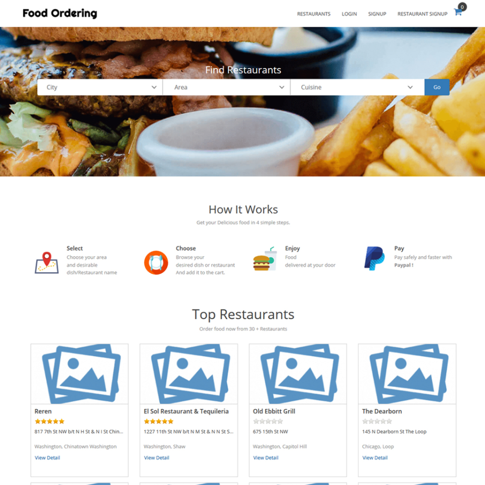 screenshot of Food Ordering